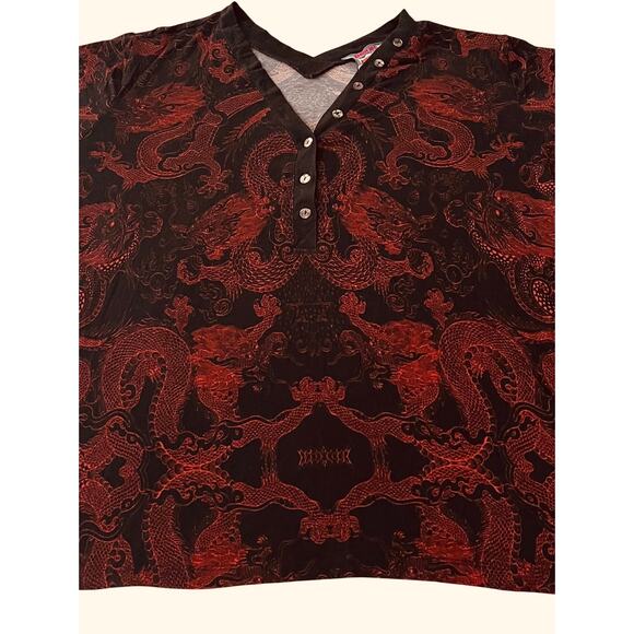 JOHNNY WAS LONG SLV, V-NECK, PULL-OVER BLOUSE, WOMENS, XL, BLACK & REDISH-ORANGE - Picture 3 of 9